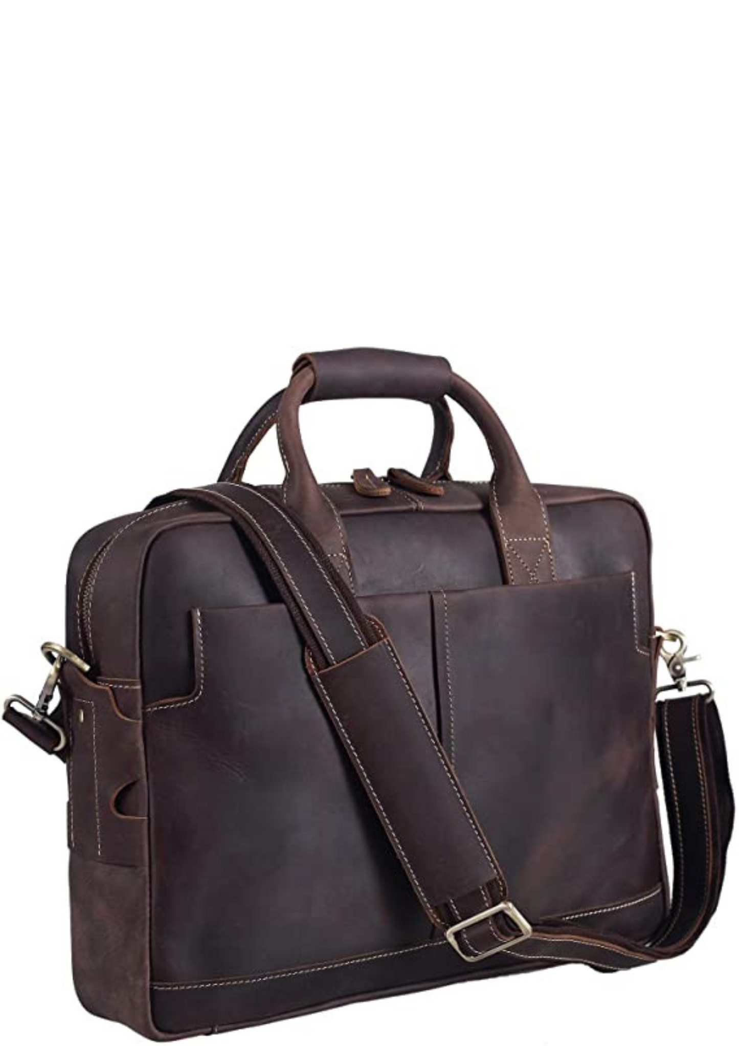 BAIGIO Sacoche pour ordinateur portable 17" en cuir marron pour homme