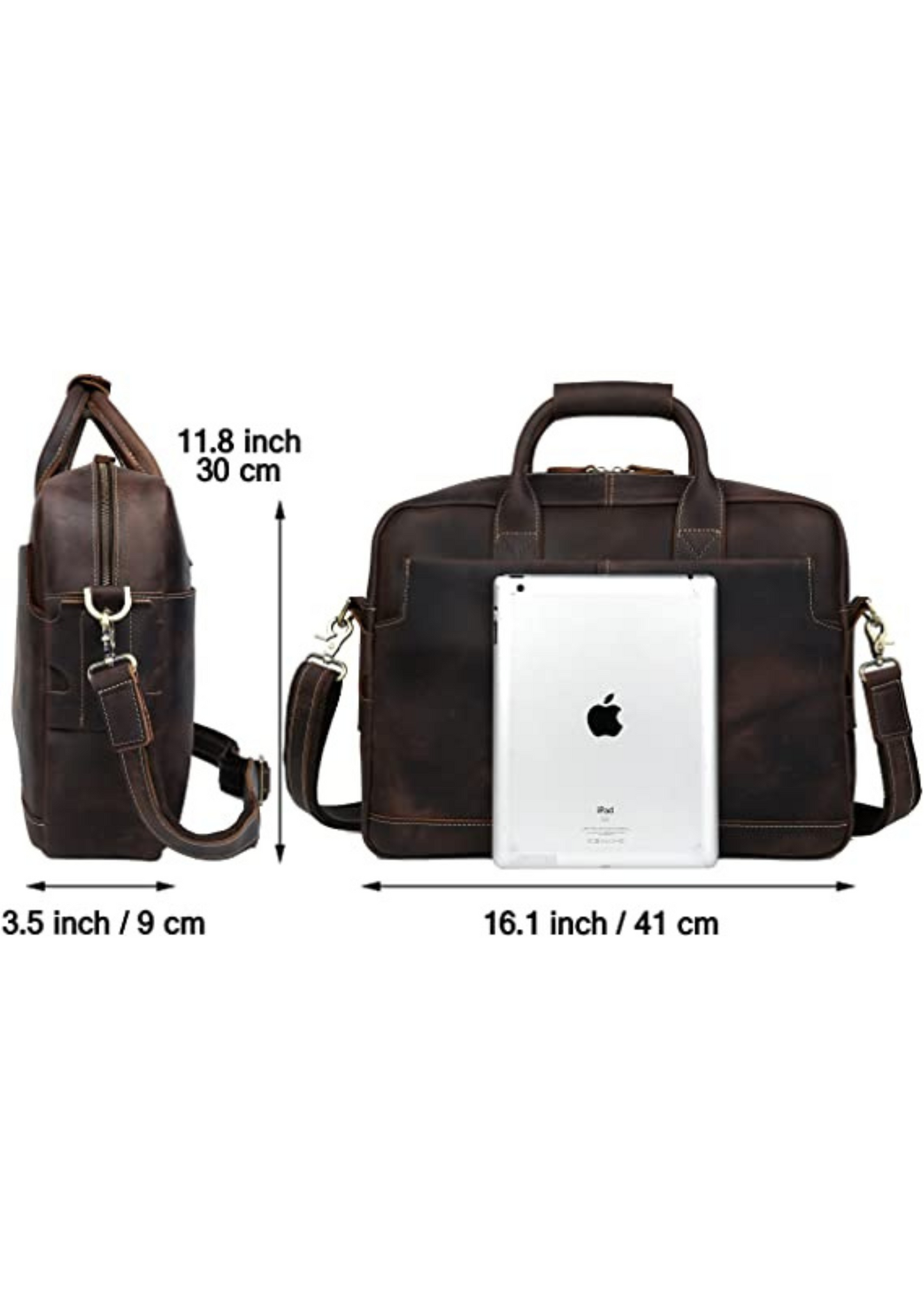 BAIGIO Sacoche pour ordinateur portable 17" en cuir marron pour homme